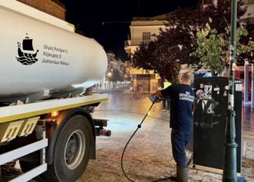 Δήμος Κεντρικής Κέρκυρας και Διαποντίων Νήσων : Καθημερινό βραδινό πλύσιμο κοινόχρηστων χώρων σε πολυσύχναστες περιοχές του Δήμου