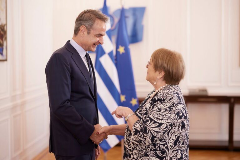 Συνάντηση του Πρωθυπουργού Κυριάκου Μητσοτάκη με την υποψήφια για τη θέση του Γενικού Γραμματέα του ΟΗΕ Michelle Bachelet.